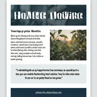 A newsletter layout with a banner image header, a two-column