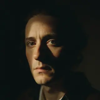 A portrait lit with classic Rembrandt lighting — triangle of
