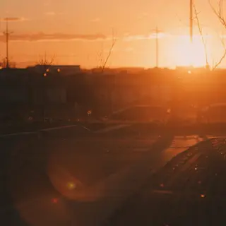 A landscape photograph bathed in golden hour light — long wa