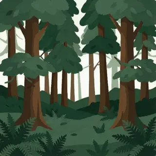 A forest scene where the foliage is precisely #2D5F2D (dark 