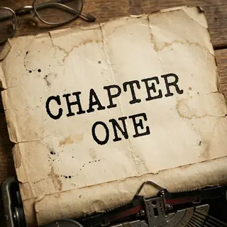 The word 'CHAPTER ONE' typed on aged paper with a vintage ty