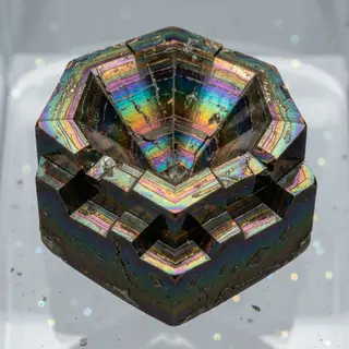 A specimen of bismuth crystal showing accurate iridescent ox