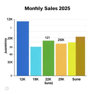 A bar chart showing monthly sales for January through June w