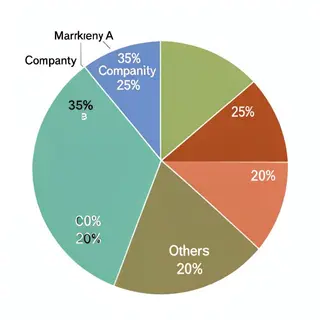 A pie chart showing market share: Company A 35%, Company B 2