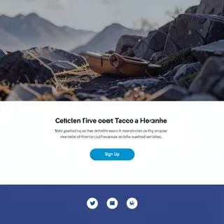 A landing page design with a hero header image at the top, a
