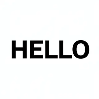 A single large word 'HELLO' centered on a white background