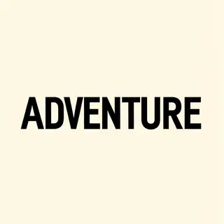 The word 'ADVENTURE' in big bold letters centered on a plain