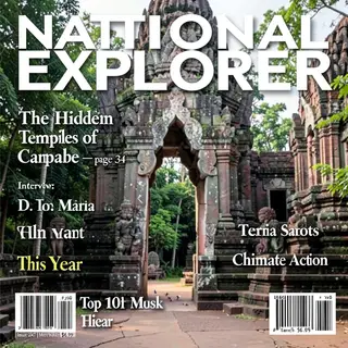 A magazine cover titled 'NATIONAL EXPLORER' with cover lines