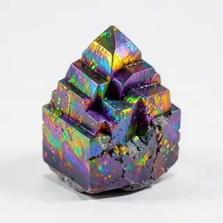 A specimen of bismuth crystal showing accurate iridescent ox