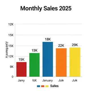 A bar chart showing monthly sales for January through June w
