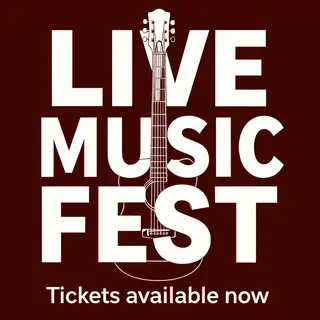 An event poster featuring a guitar illustration, the headlin