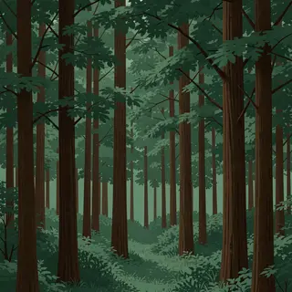 A forest scene where the foliage is precisely #2D5F2D (dark 