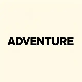 The word 'ADVENTURE' in big bold letters centered on a plain