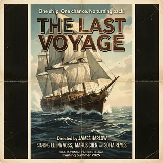A vintage movie poster for 'THE LAST VOYAGE' featuring a tag