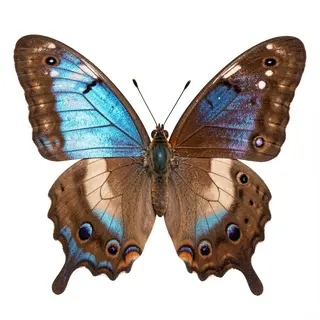 A Morpho menelaus butterfly with accurate iridescent blue do