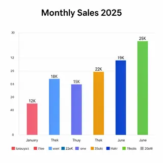 A bar chart showing monthly sales for January through June w