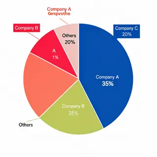 A pie chart showing market share: Company A 35%, Company B 2