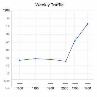 A simple line graph showing daily website visitors over one 
