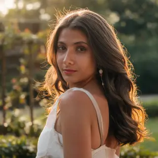 A portrait shot at 85mm f/1.4 with creamy bokeh background, 