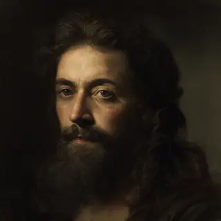 A portrait lit with classic Rembrandt lighting — triangle of