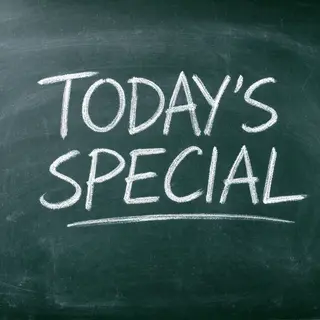 The phrase 'TODAY'S SPECIAL' written in white chalk on a dar