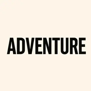 The word 'ADVENTURE' in big bold letters centered on a plain