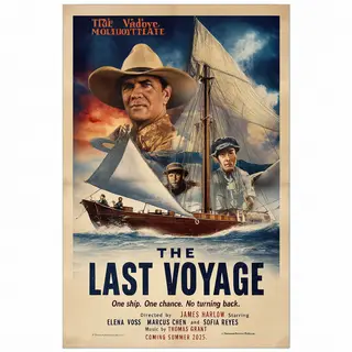 A vintage movie poster for 'THE LAST VOYAGE' featuring a tag