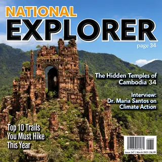 A magazine cover titled 'NATIONAL EXPLORER' with cover lines