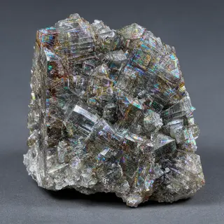 A specimen of bismuth crystal showing accurate iridescent ox