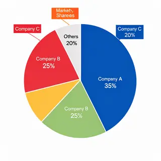 A pie chart showing market share: Company A 35%, Company B 2