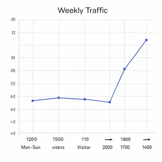 A simple line graph showing daily website visitors over one 