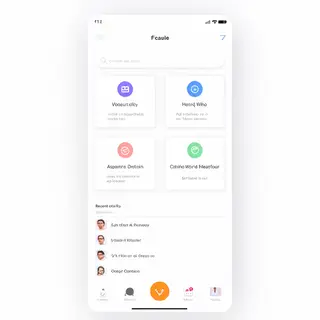 A mobile app UI mockup showing a dashboard with a top naviga