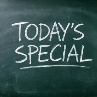 The phrase 'TODAY'S SPECIAL' written in white chalk on a dar