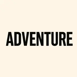 The word 'ADVENTURE' in big bold letters centered on a plain