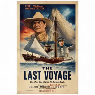 A vintage movie poster for 'THE LAST VOYAGE' featuring a tag