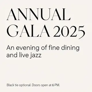 An event banner with headline 'ANNUAL GALA 2025' at the top 