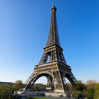 The Eiffel Tower in Paris on a clear day, architecturally ac