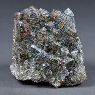 A specimen of bismuth crystal showing accurate iridescent ox