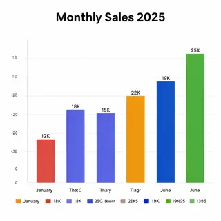 A bar chart showing monthly sales for January through June w