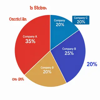 A pie chart showing market share: Company A 35%, Company B 2