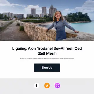 A landing page design with a hero header image at the top, a