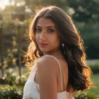 A portrait shot at 85mm f/1.4 with creamy bokeh background, 