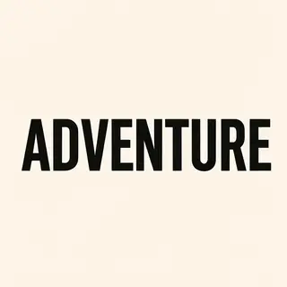 The word 'ADVENTURE' in big bold letters centered on a plain
