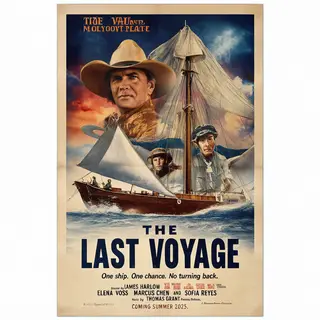 A vintage movie poster for 'THE LAST VOYAGE' featuring a tag