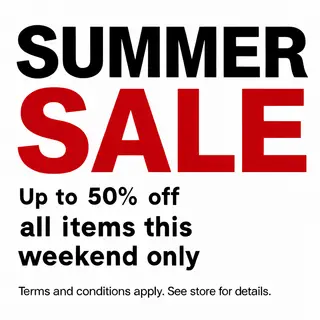 A poster with headline 'SUMMER SALE' in large bold text, bod