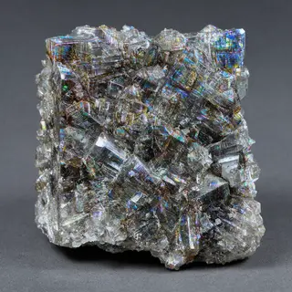 A specimen of bismuth crystal showing accurate iridescent ox