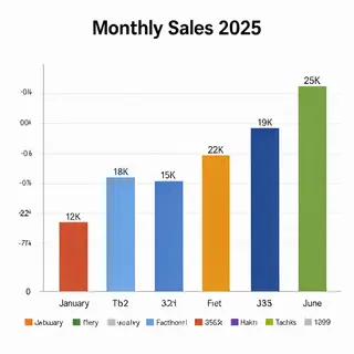 A bar chart showing monthly sales for January through June w