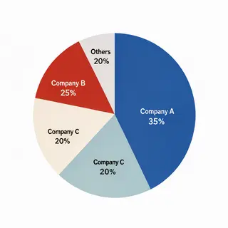 A pie chart showing market share: Company A 35%, Company B 2