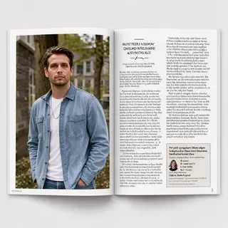 A magazine double-page spread with a left page containing a 
