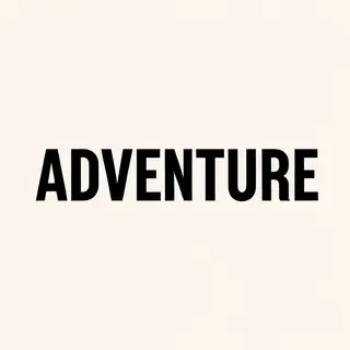 The word 'ADVENTURE' in big bold letters centered on a plain